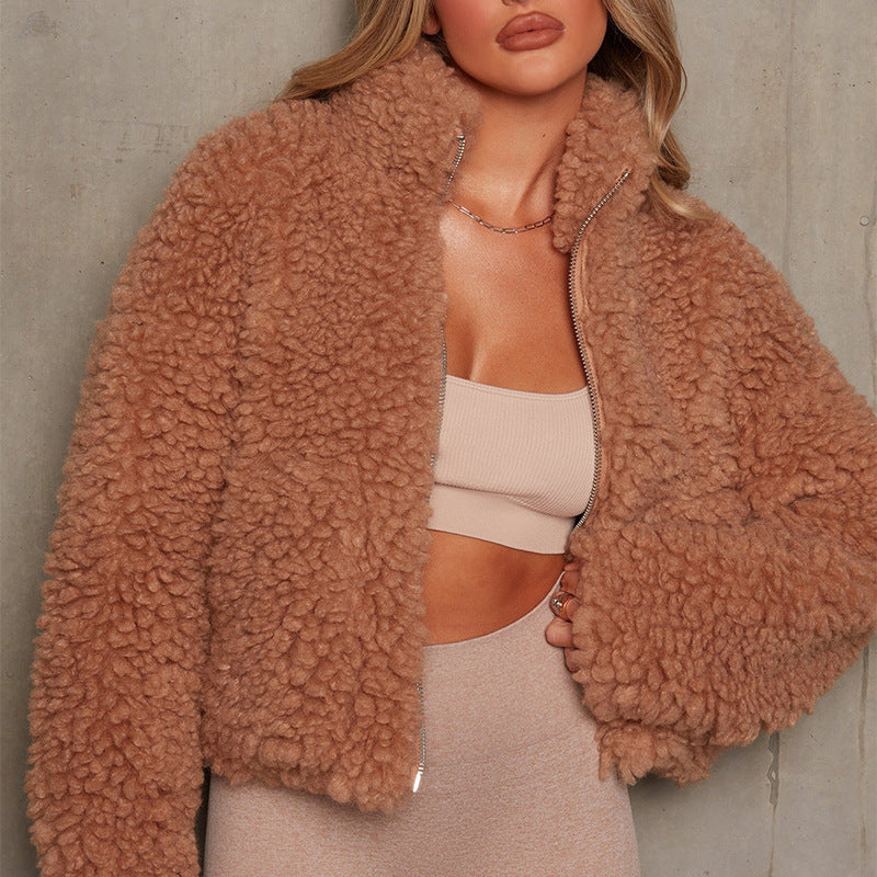 Harleen - Giacca in pile ampia, calda e alla moda