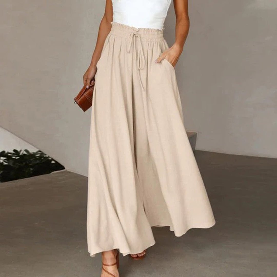 Pantaloni in Lino a Vita Alta da Donna