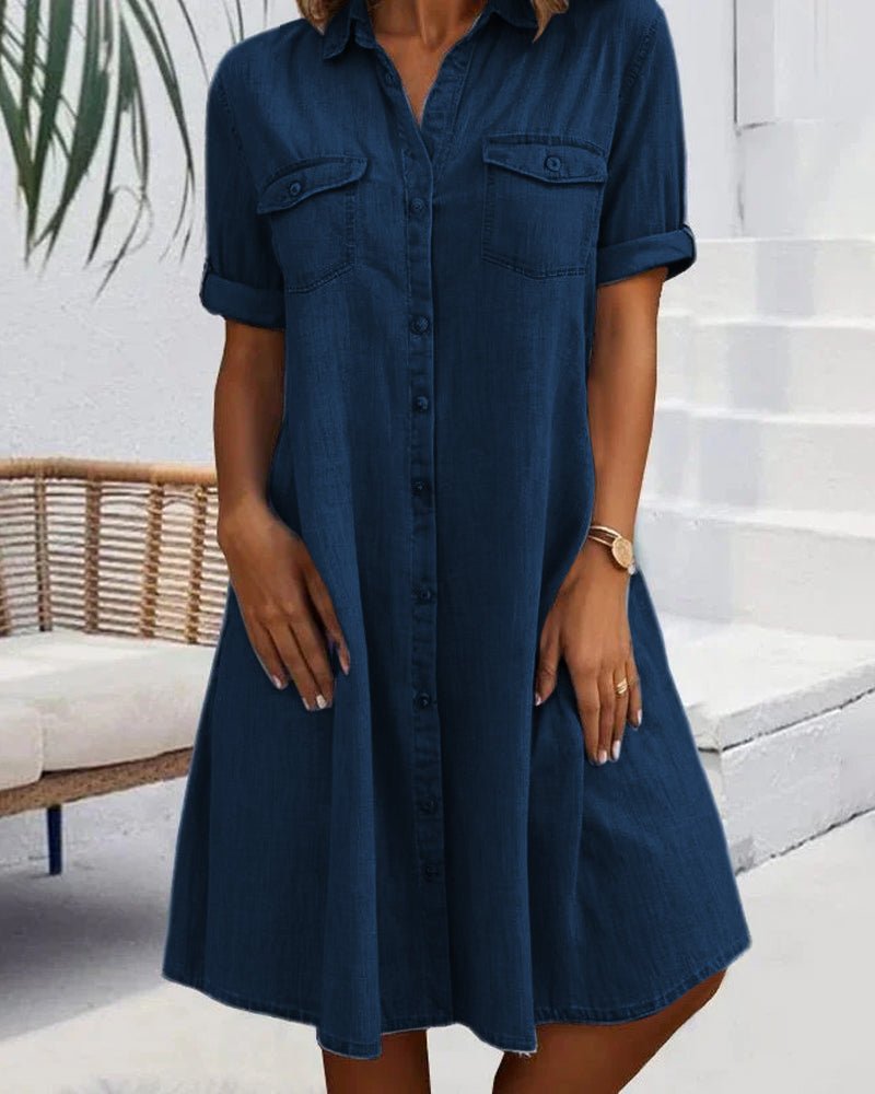 Abito Chemisier Midi in Denim da Donna
