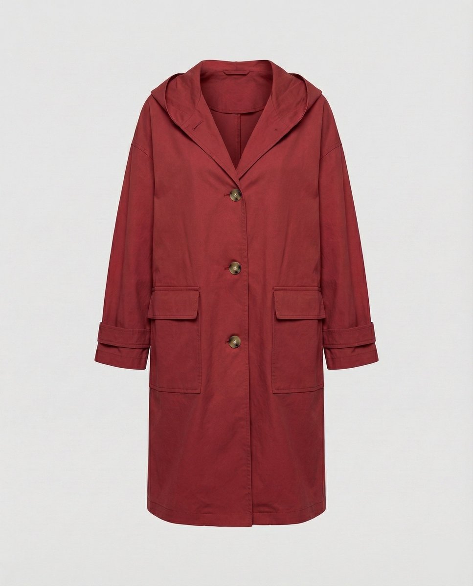 Trench lungo con cappuccio da donna