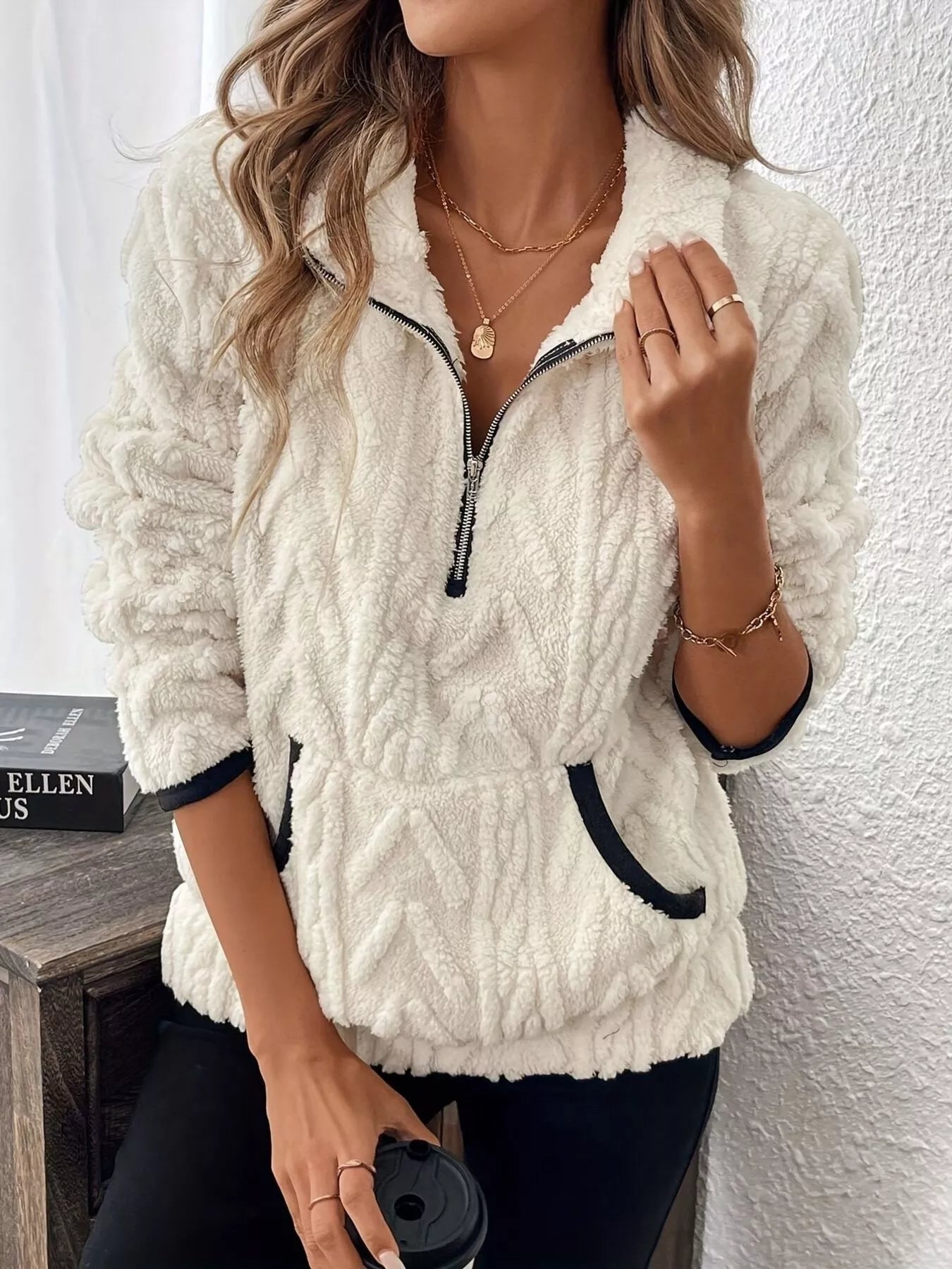 Savana - Elegante maglione caldo con mezza zip