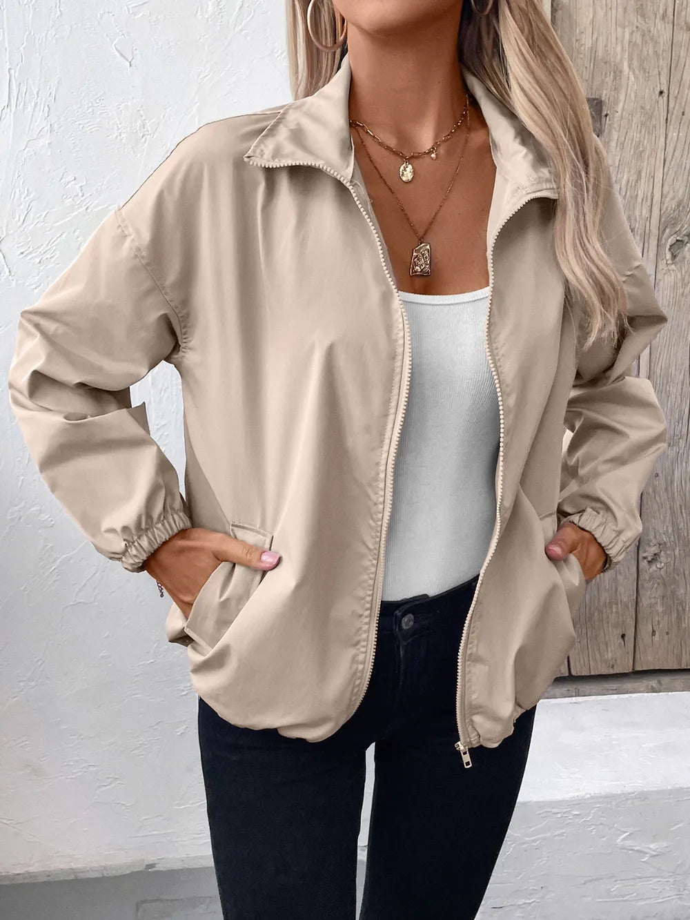 Zenovia - Giacca bomber elegante con zip e tasche