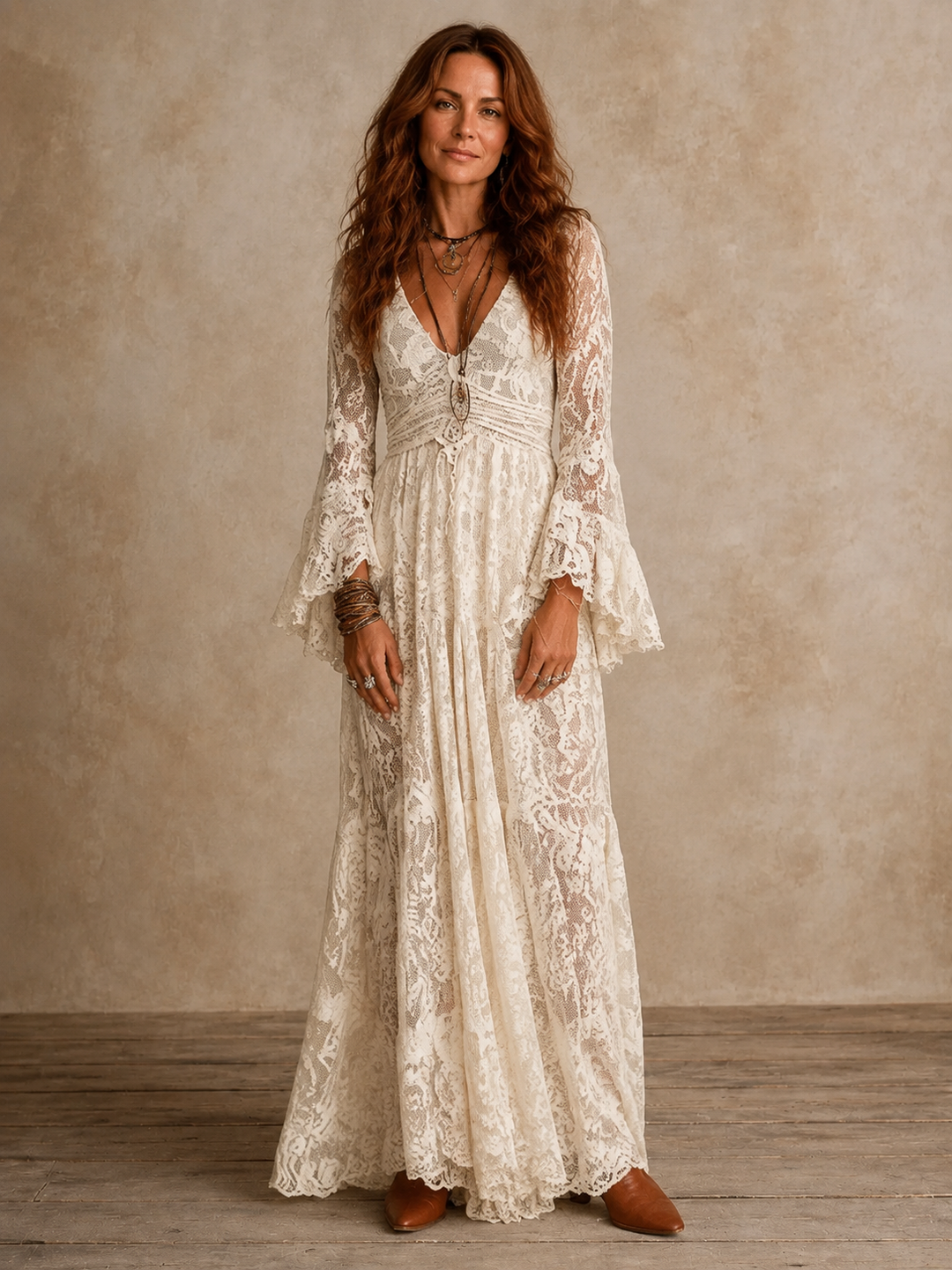 Abito Maxi Svasato Vintage da Donna