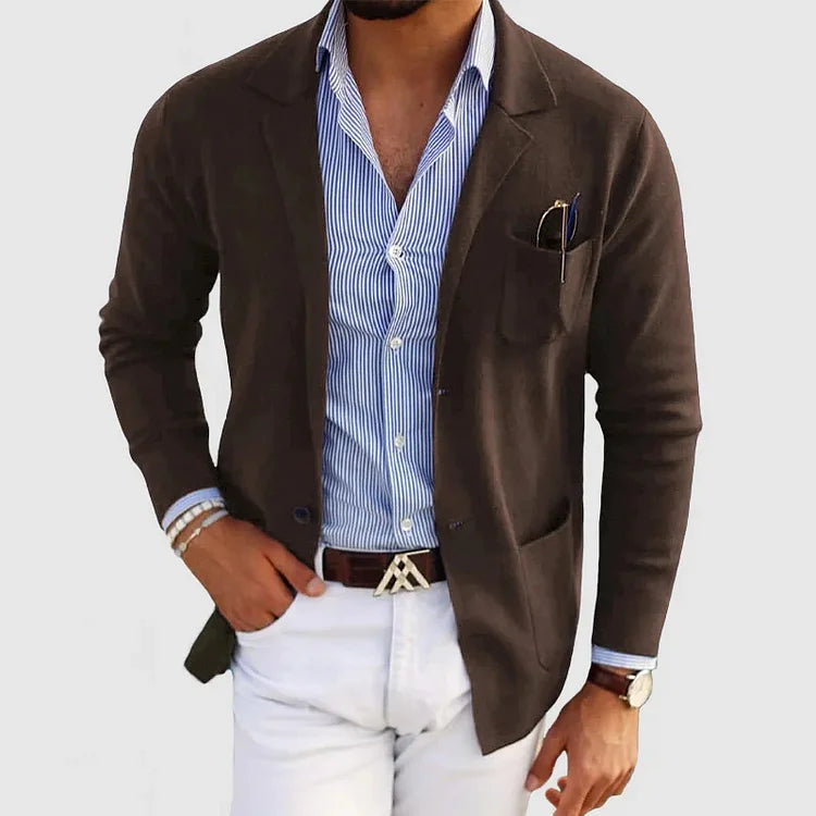 Blazer da uomo elegante con tasche casual con bottoni e colletto a revers – Nico