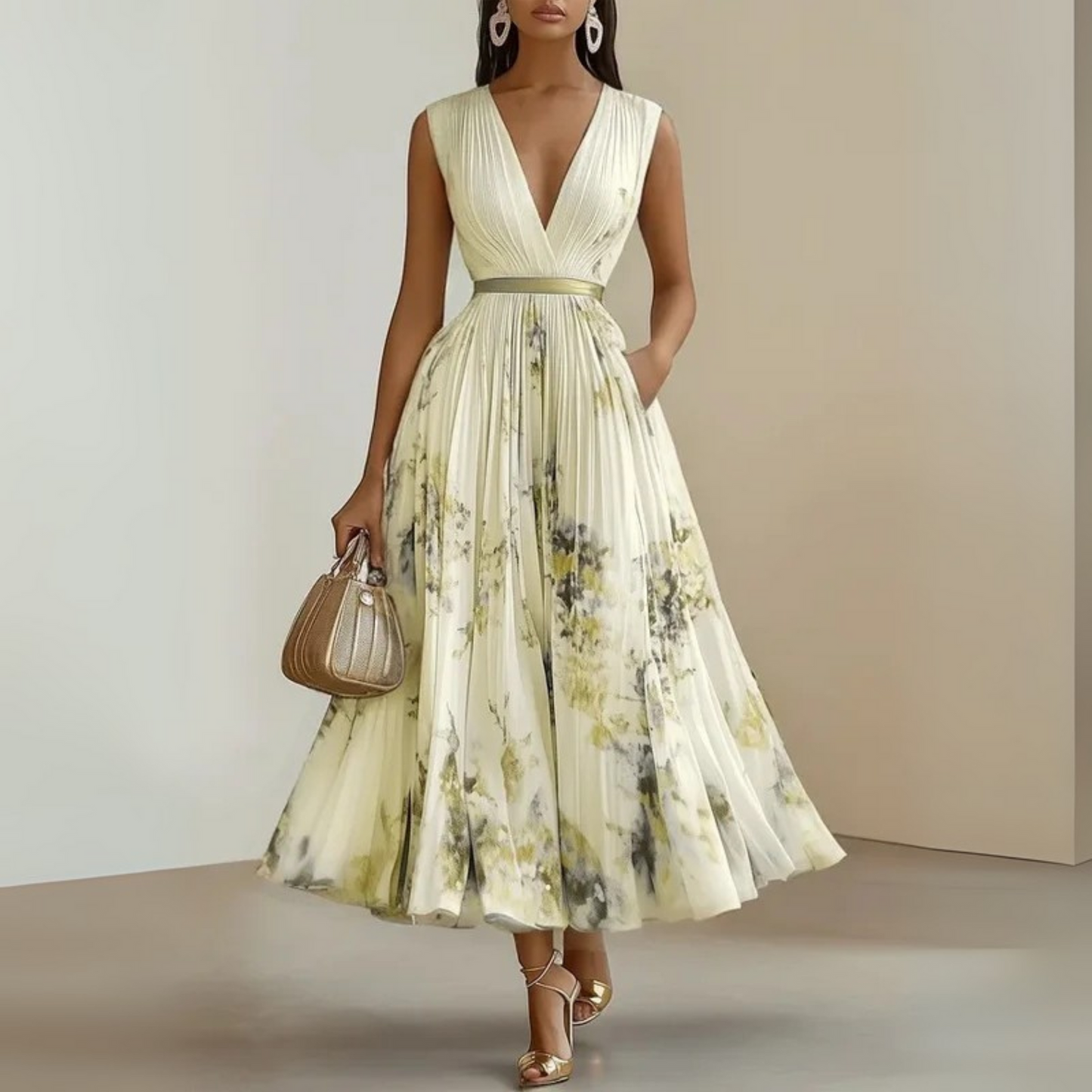 Abito Maxi Floreale Senza Maniche da Donna
