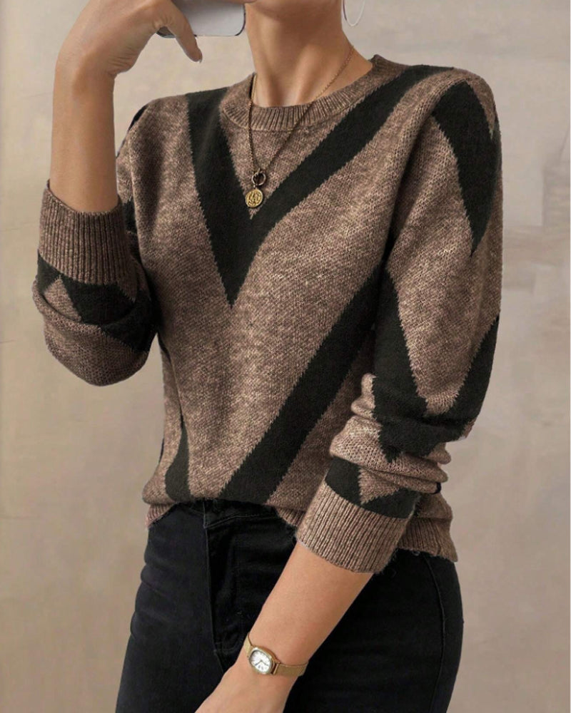 Pamilla - Maglione casual con stampa geometrica e girocollo