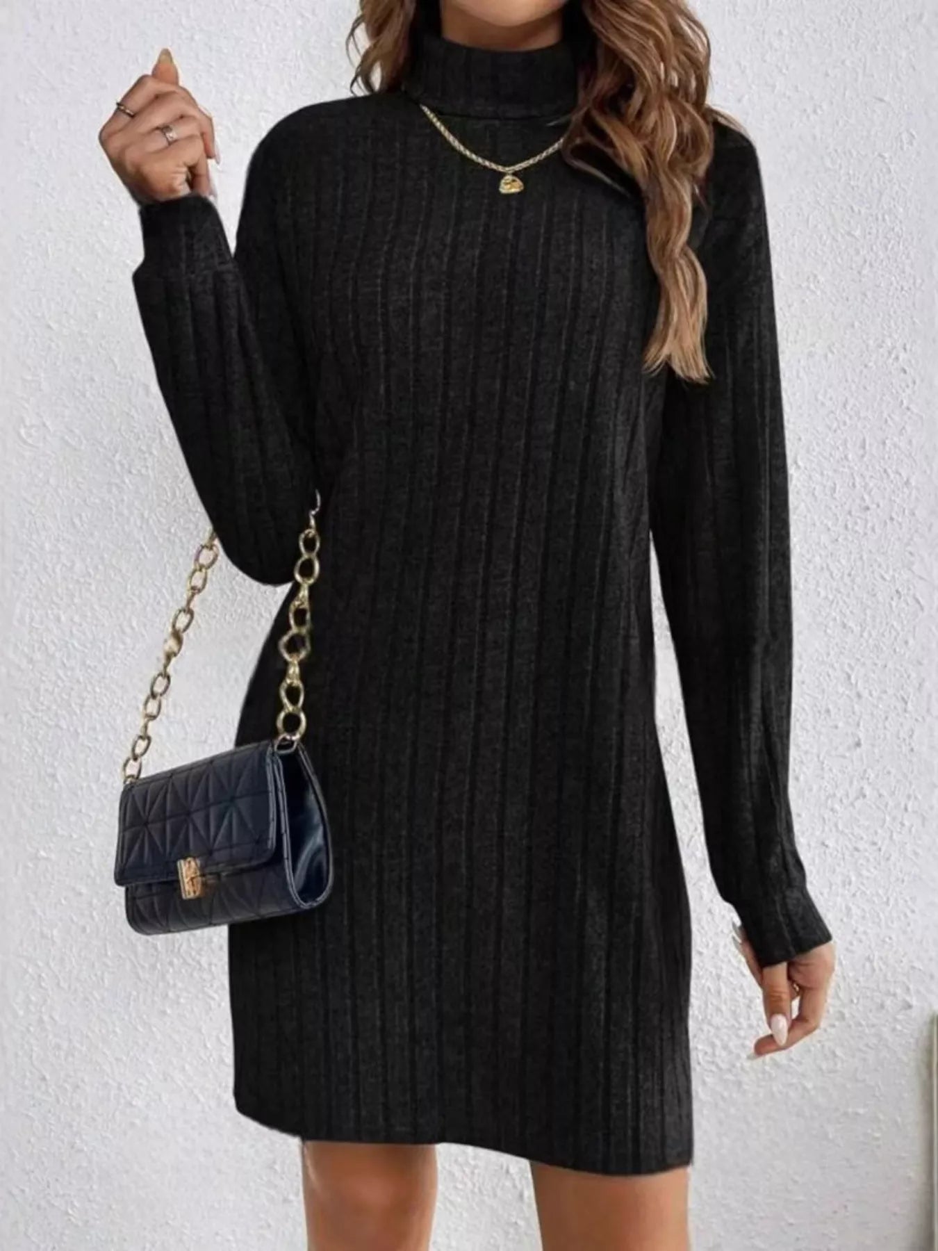 Hosanna - Vestito a maglia casual a collo alto a coste