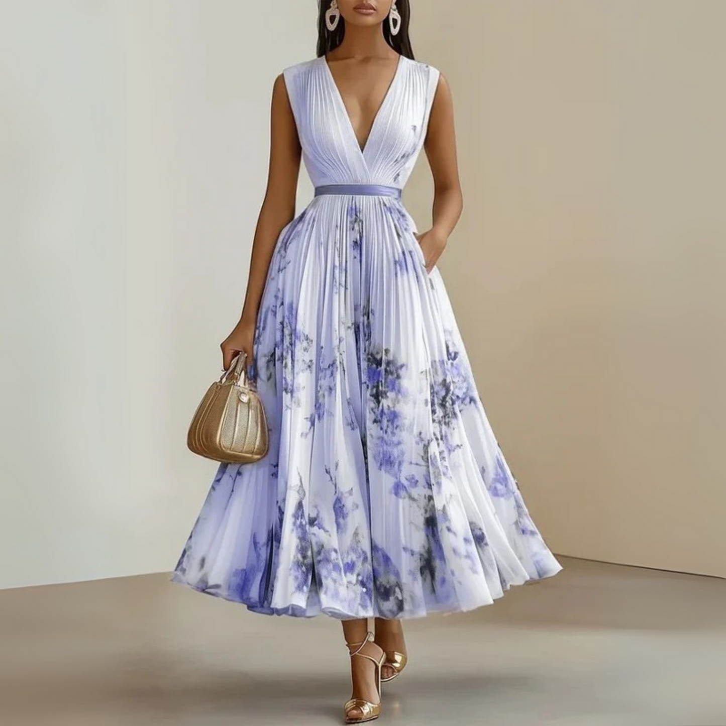 Abito Maxi Floreale Senza Maniche da Donna