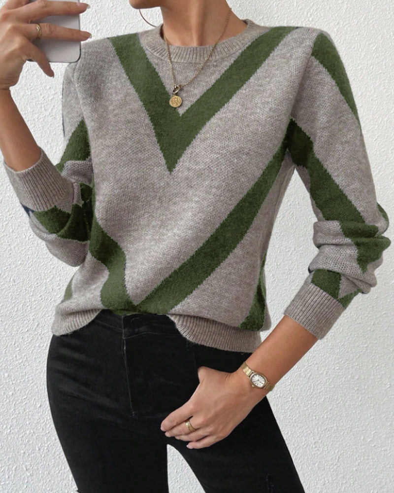 Pamilla - Maglione casual con stampa geometrica e girocollo