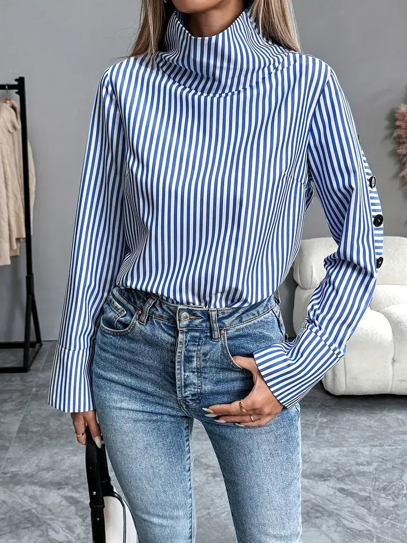 Amara - Camicia a righe a maniche lunghe per donna