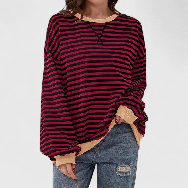 Zeana - Maglione caldo ampio a righe alla moda