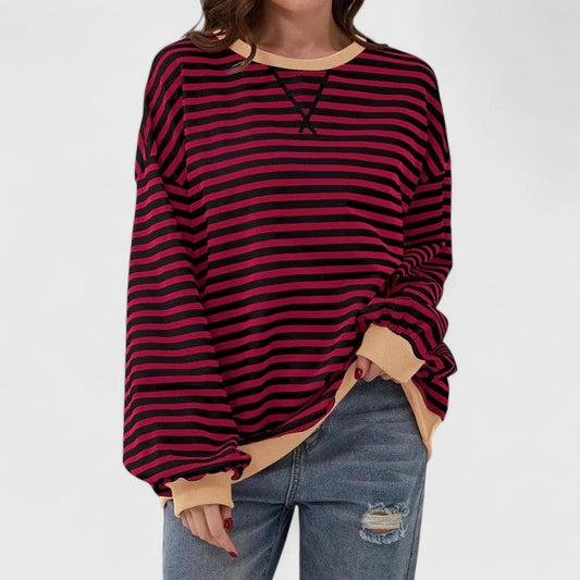 Zeana - Maglione caldo ampio a righe alla moda