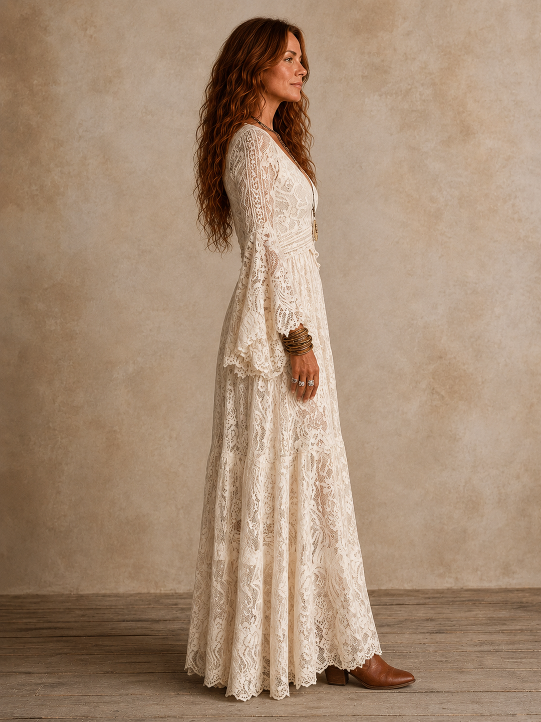 Abito Maxi Svasato Vintage da Donna