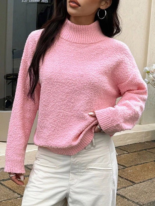 Nailah - Elegante maglione caldo a maniche lunghe con collo alto e fodera in pile