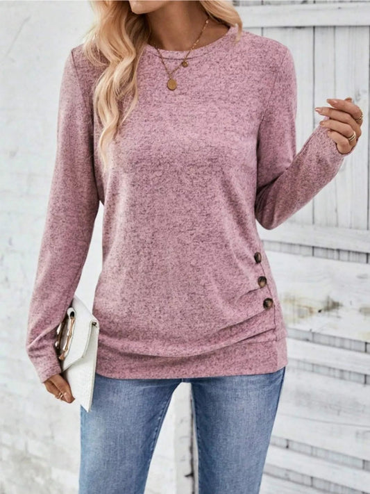Verline - Felpa casual a maniche lunghe con bottoni
