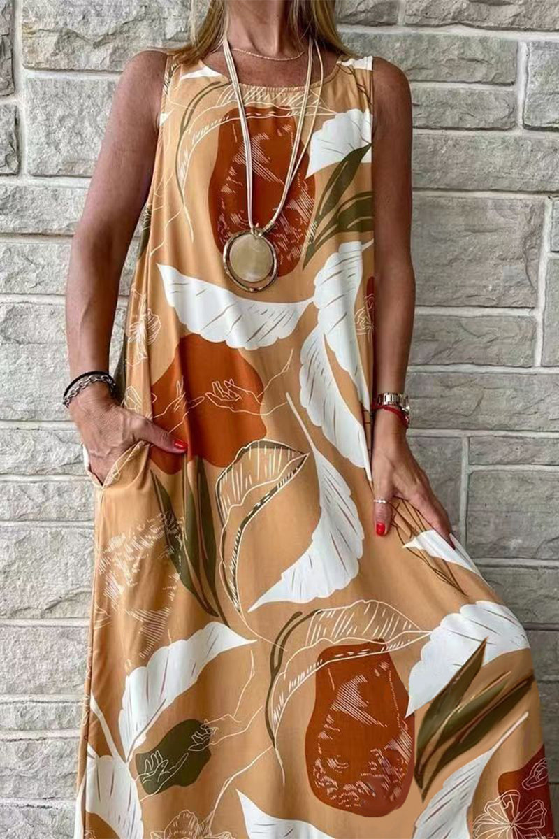 Isabella - Abito casual stampato senza maniche e a vestibilità ampia