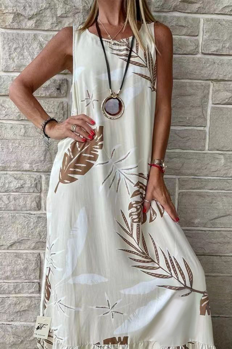 Isabella - Abito casual stampato senza maniche e a vestibilità ampia