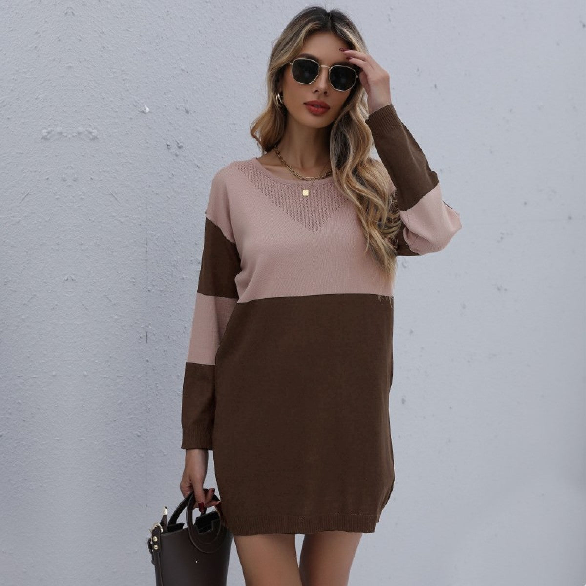 Zorah - Vestito a maglia casual a maniche lunghe