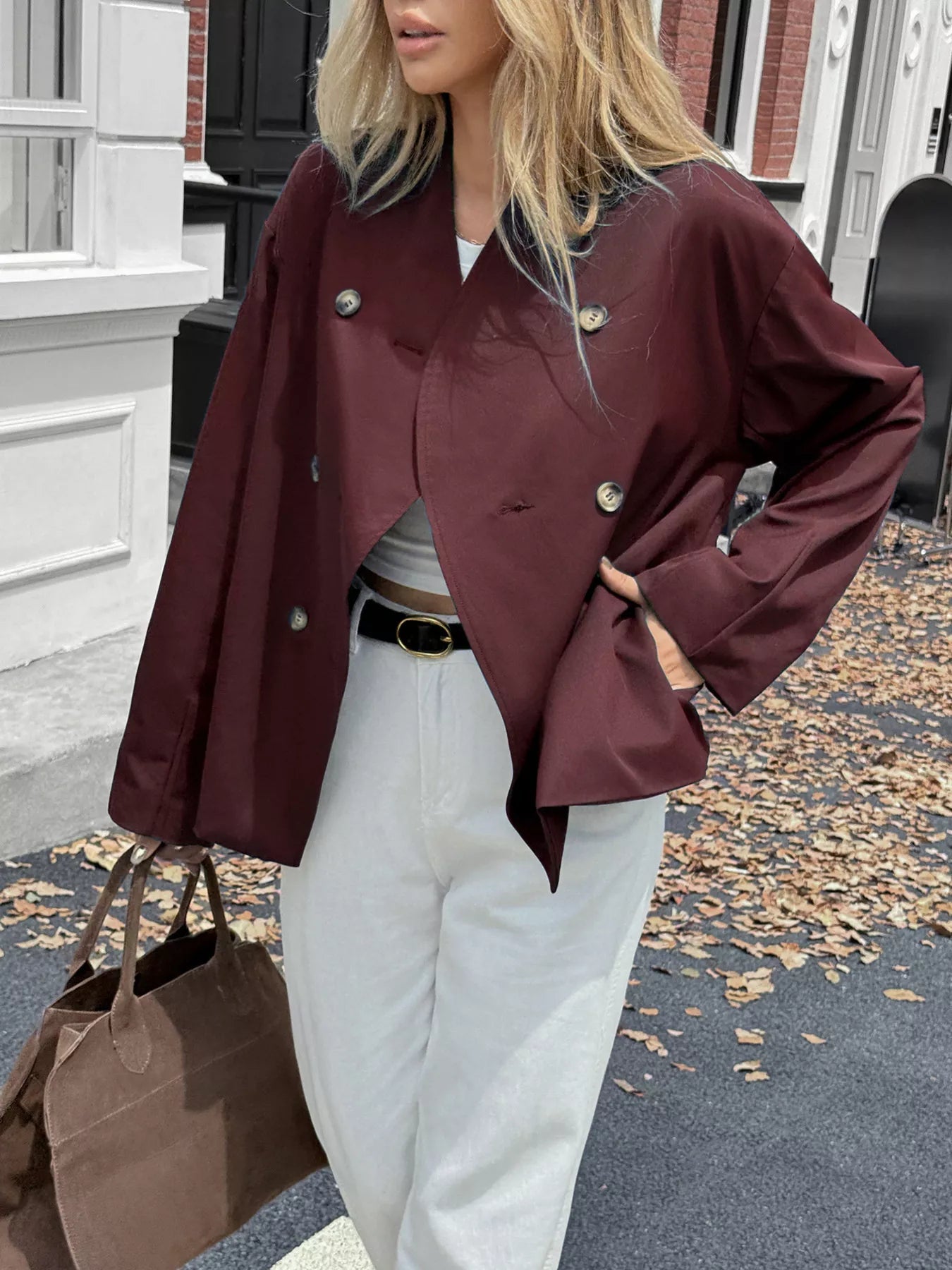 Rhoda - Elegante cappotto doppiopetto a maniche lunghe