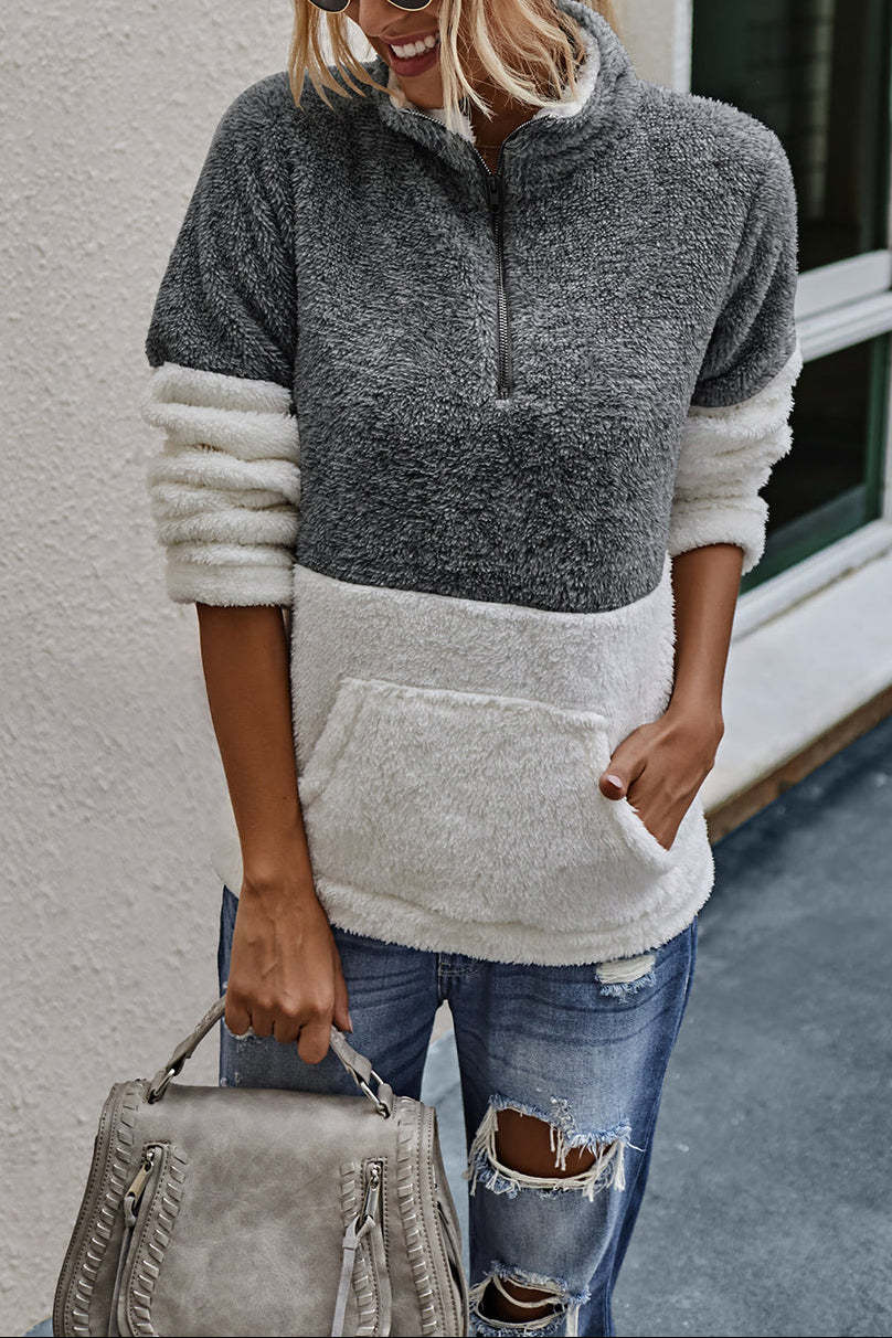 Savannah - Felpa in pile calda e alla moda con zip