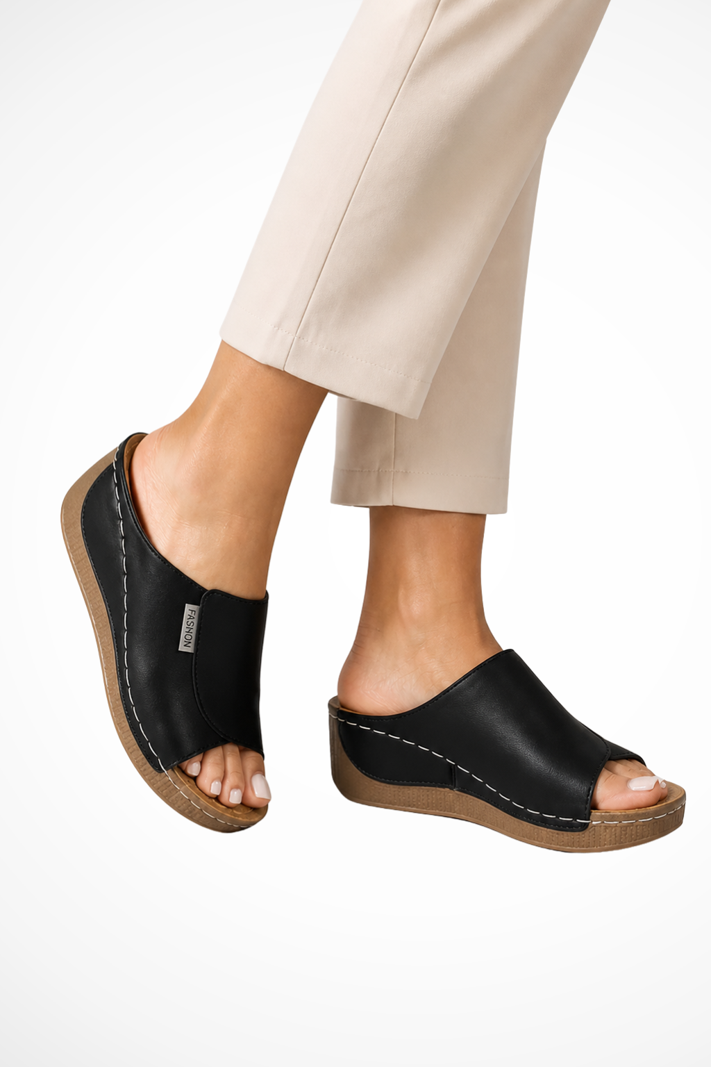Sabot con Zeppa e Punta Aperta da Donna