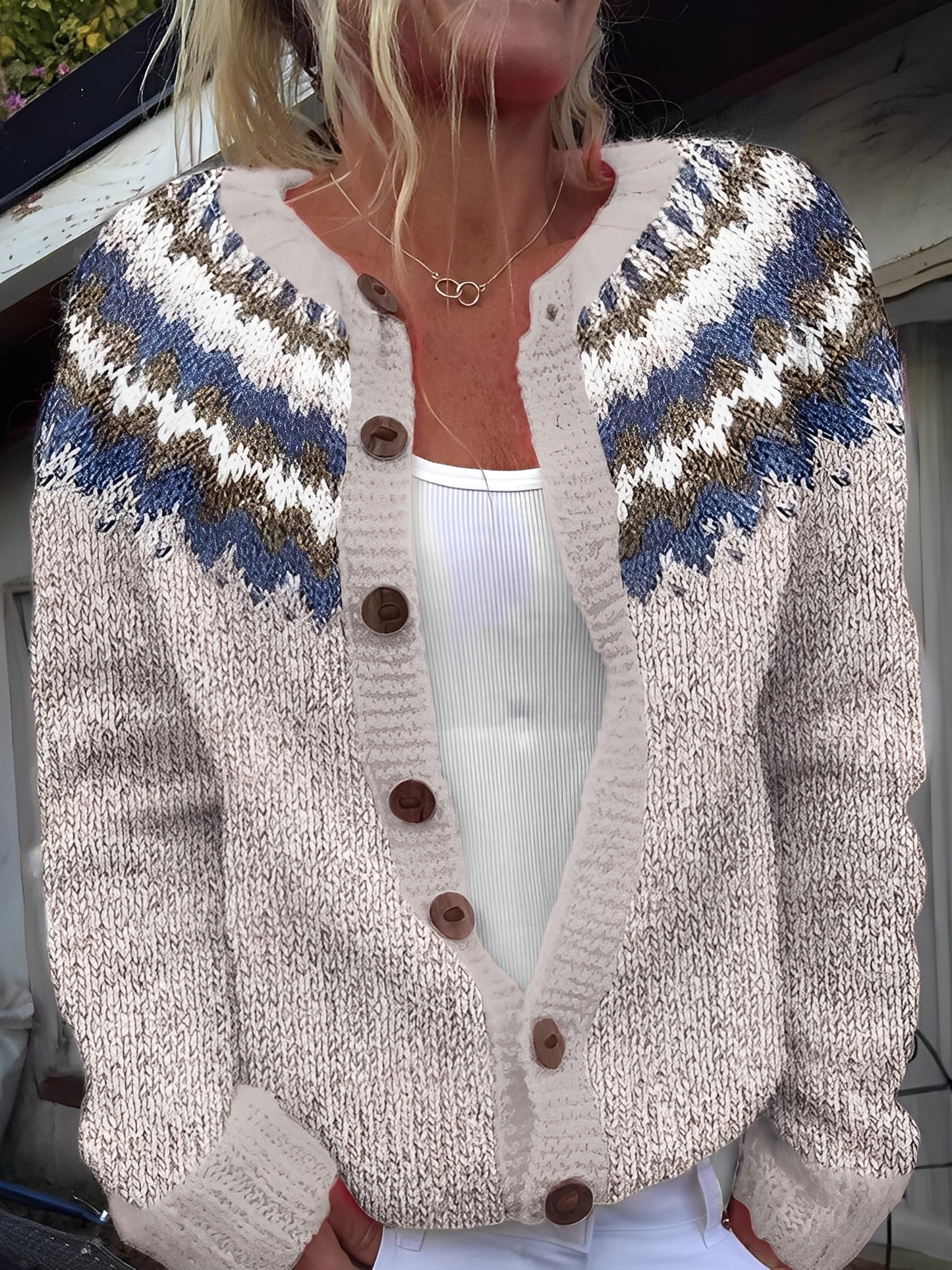 Louise - Cardigan ampio, versatile, caldo e con bottoni