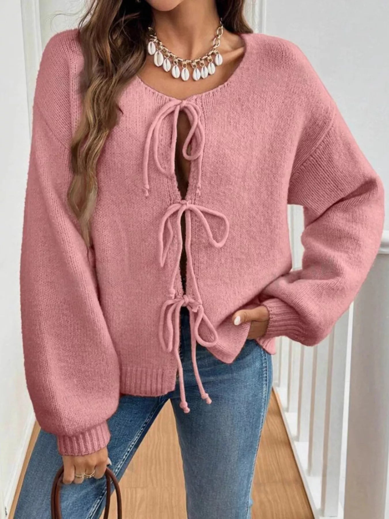 Romilly - Cardigan chic in maglia con chiusura a fiocco