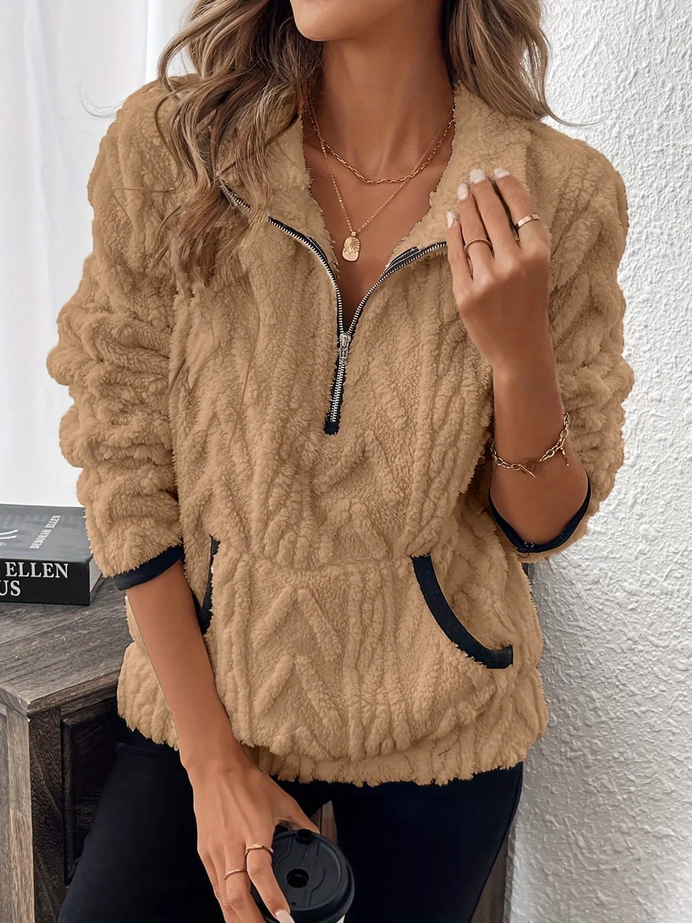 Savana - Elegante maglione caldo con mezza zip