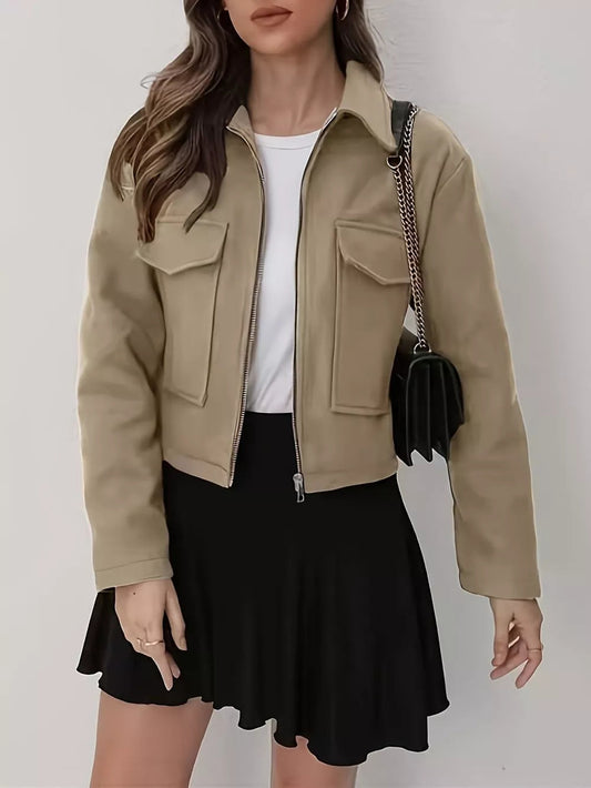 Xyrille - Giacca elegante corta con zip e tasche