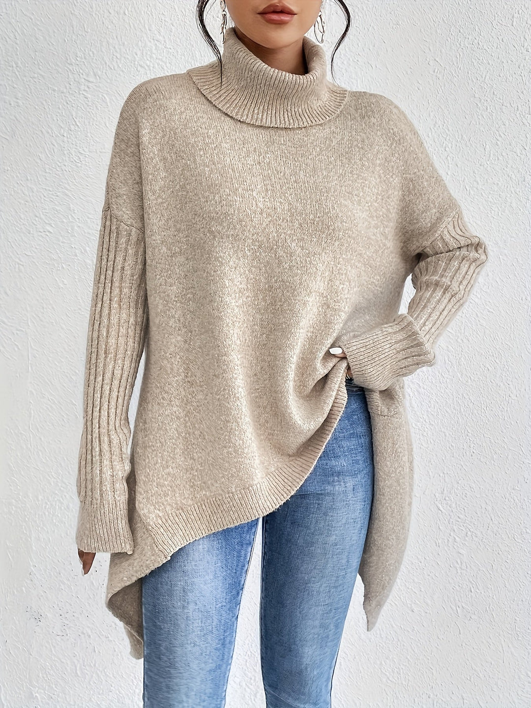 Lanea - Maglione elegante, comodo e dalla vestibilità morbida con collo alto