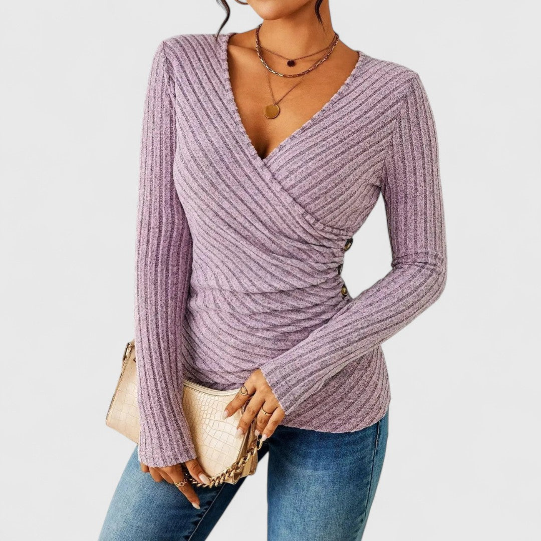 Narice - Maglione elegante in maglia con scollo a V avvolgente
