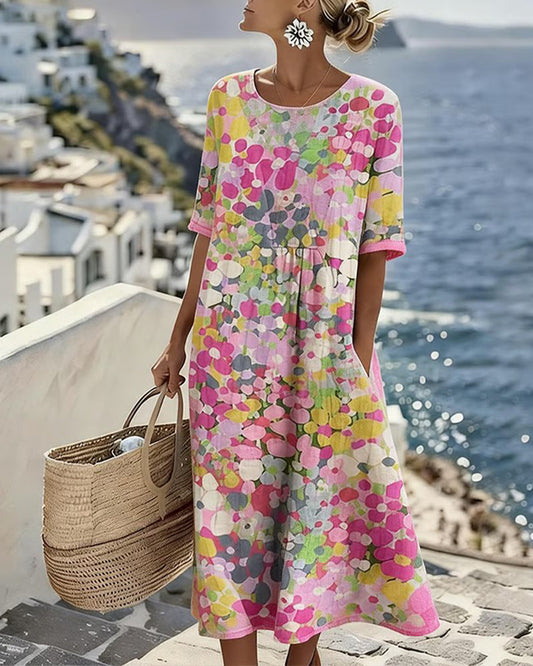 Abito Midi Floreale Donna in Cotone