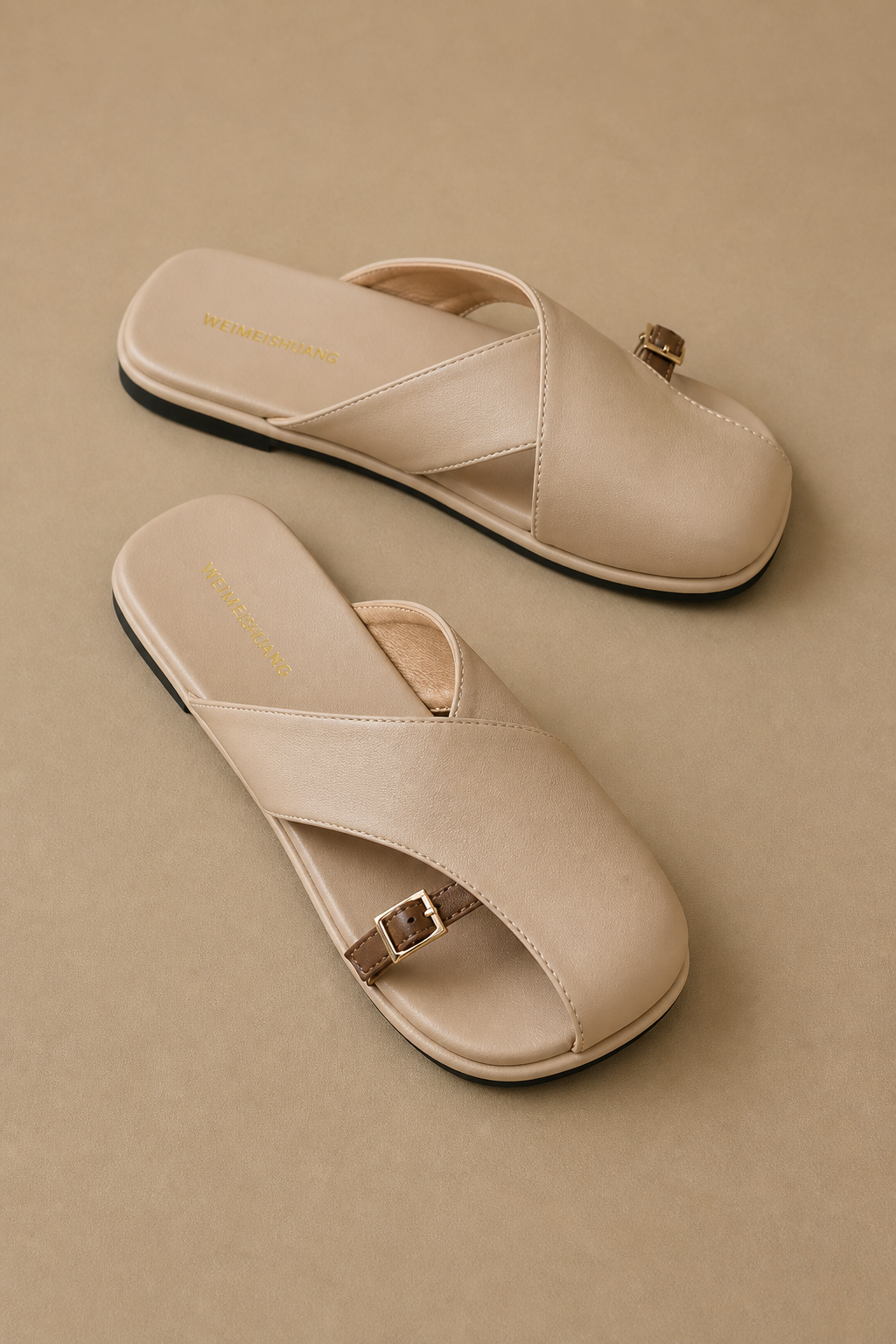 Sandali in Pelle con Punta Quadrata da Donna