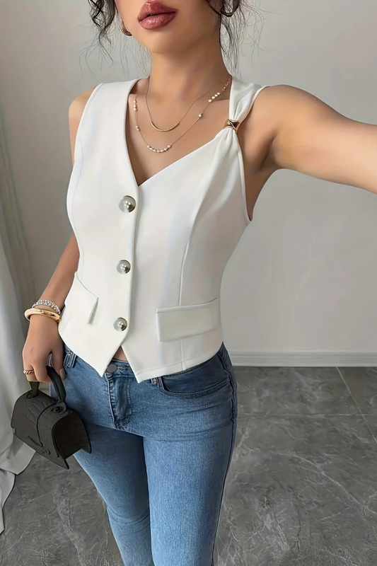 Top Sartoriale con Scollo a V da Donna
