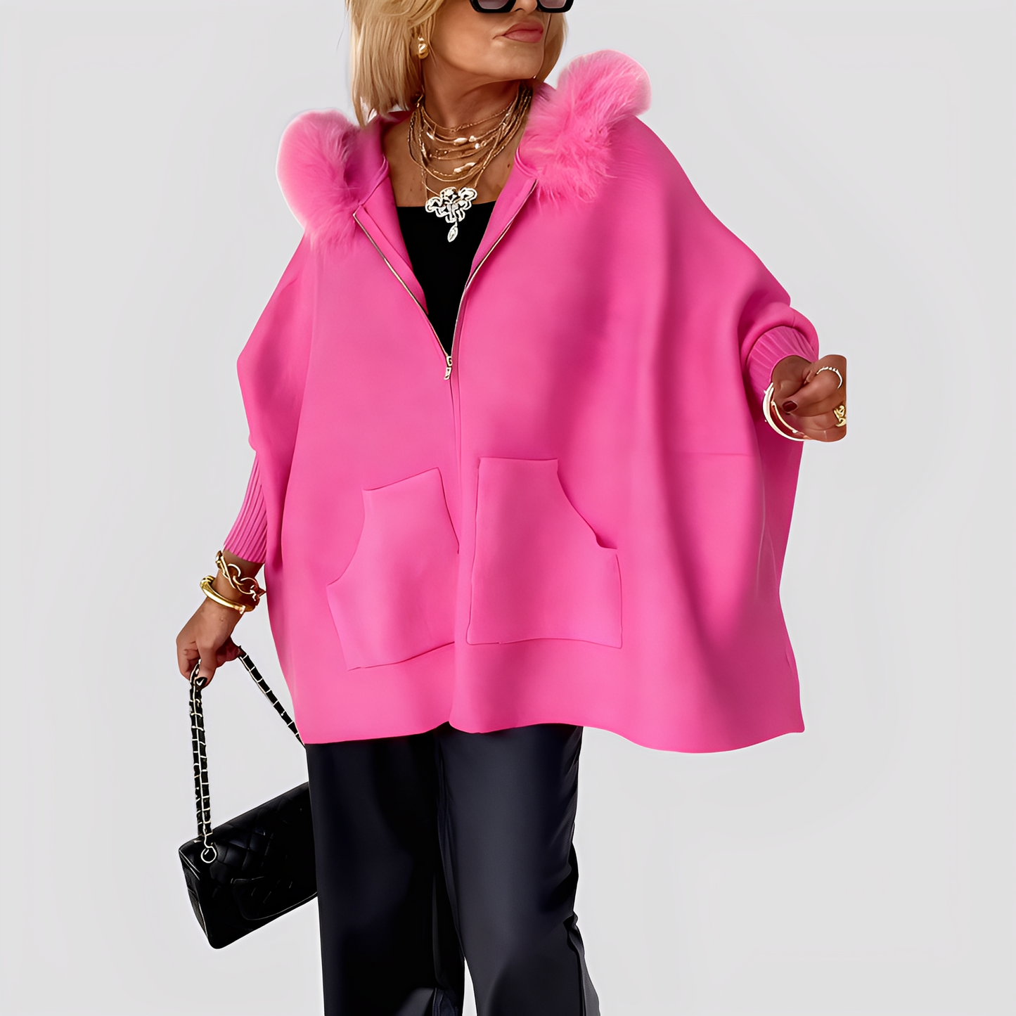 Jayla - Elegante Cappotto in Pelliccia Sintetica con Cappuccio