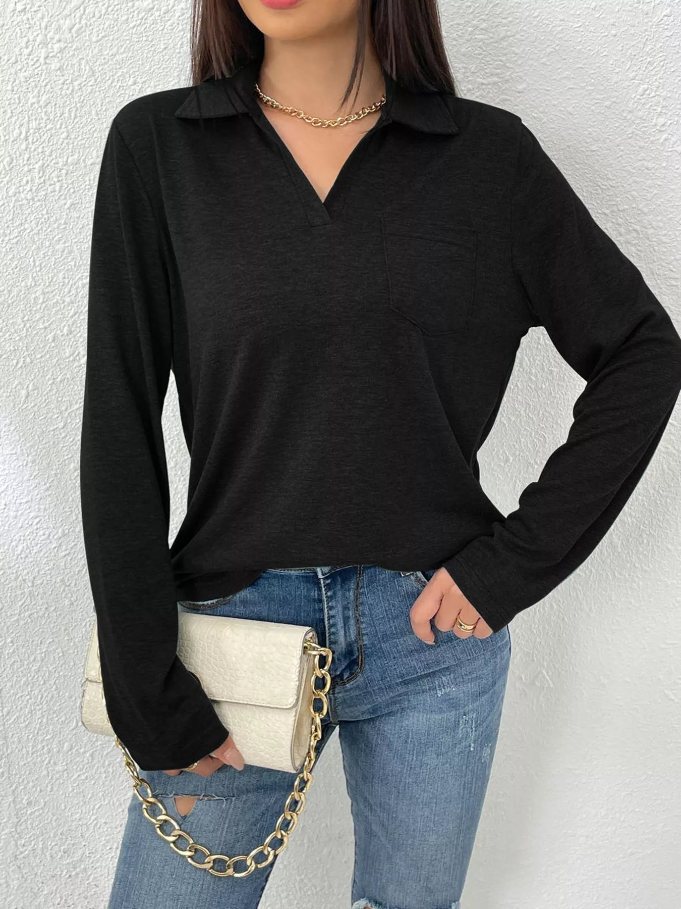 Aurelia - Felpa polo casual a maniche lunghe