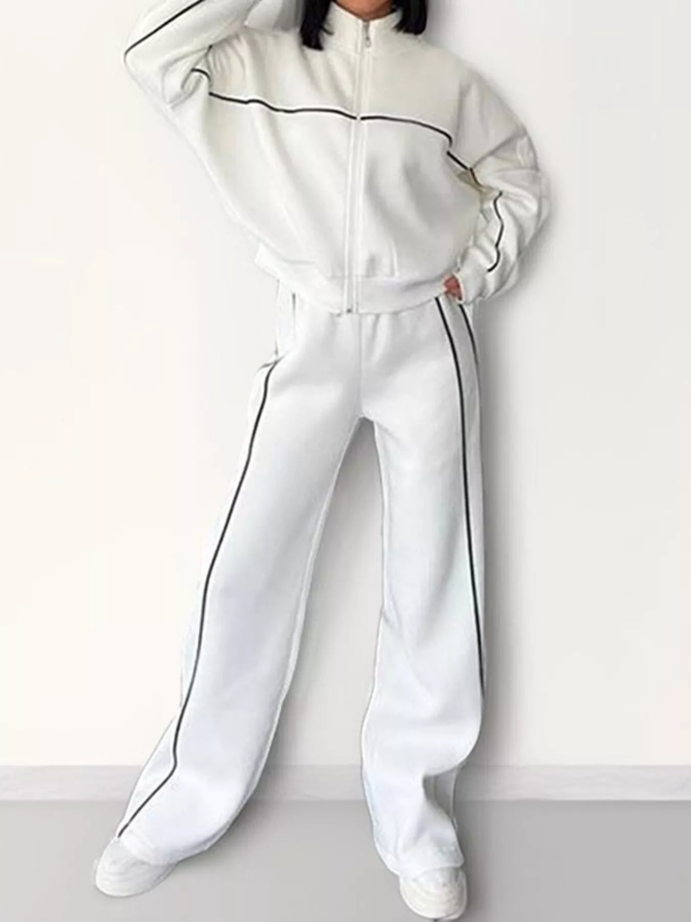 Goldina - Completo elegante con giacca a zip e pantaloni caldi