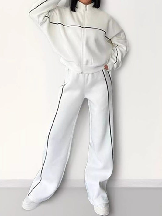 Goldina - Completo elegante con giacca a zip e pantaloni caldi