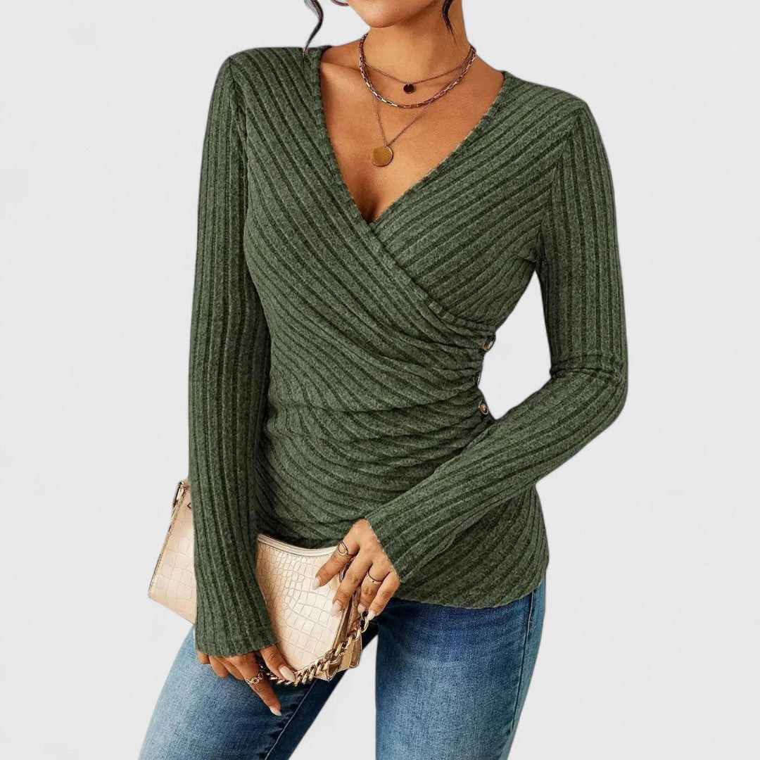 Narice - Maglione elegante in maglia con scollo a V avvolgente