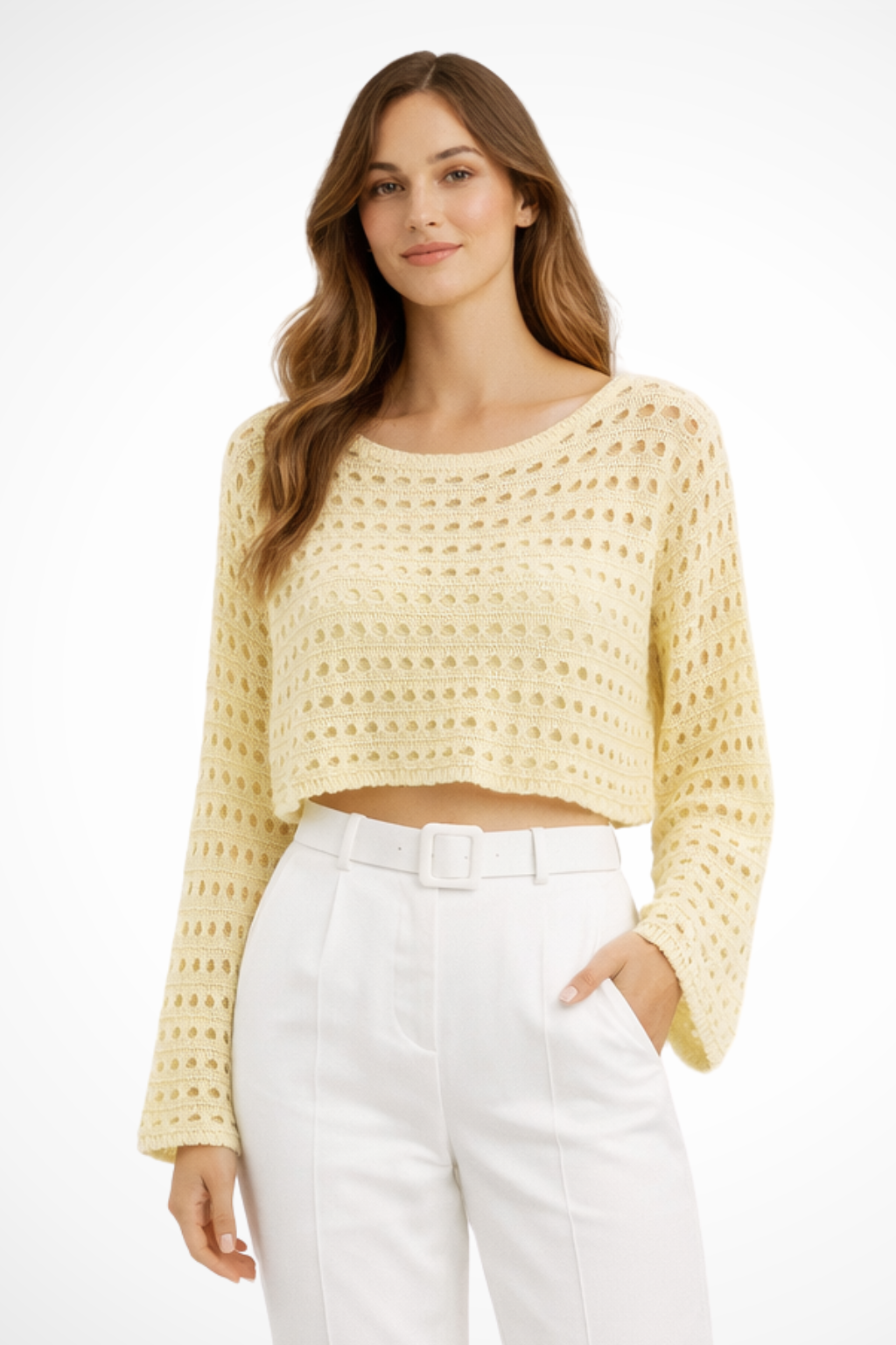 Top Corto in Maglia Crochet da Donna