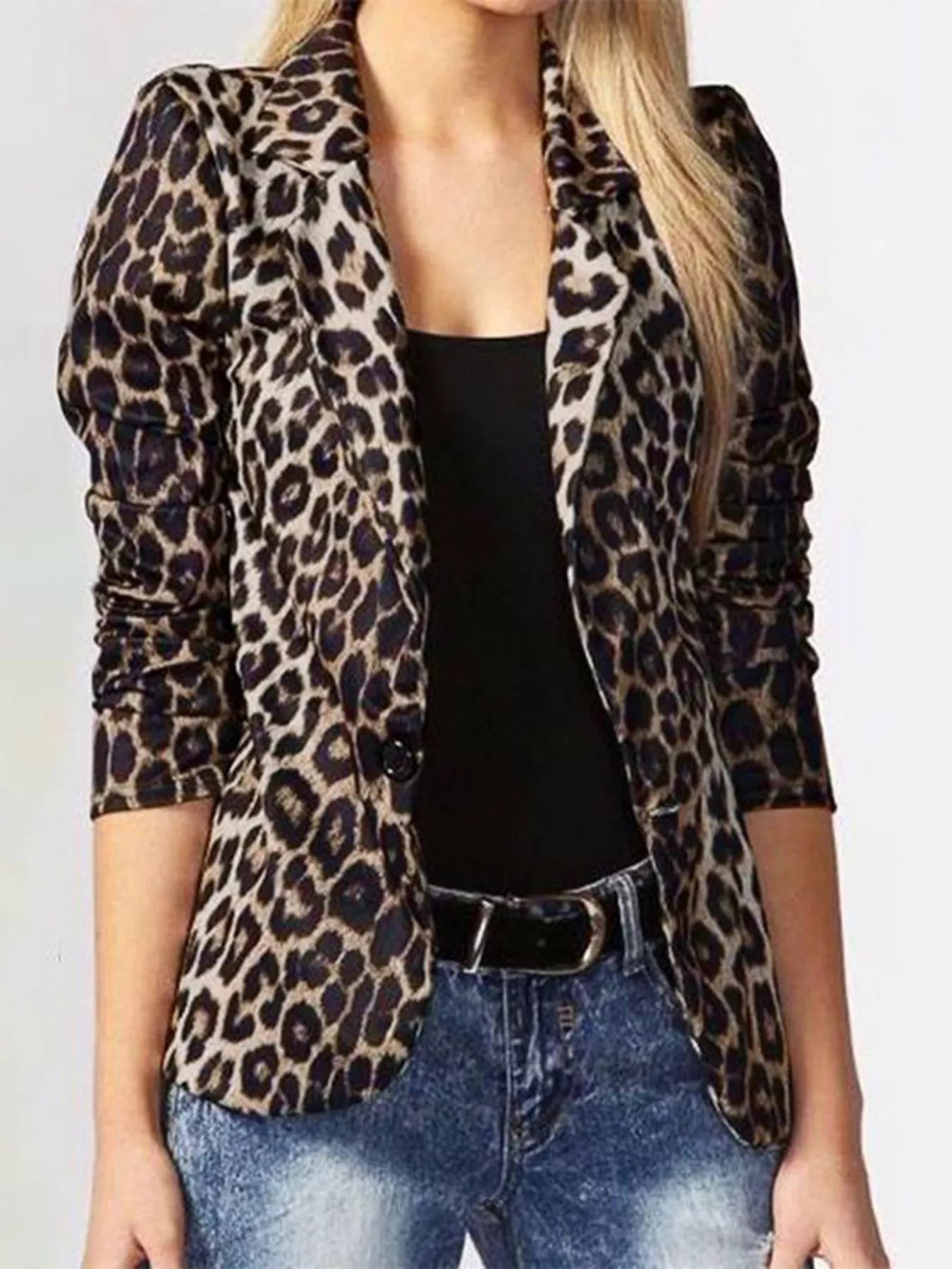 Aeliana - Blazer elegante con stampa leopardata e un bottone