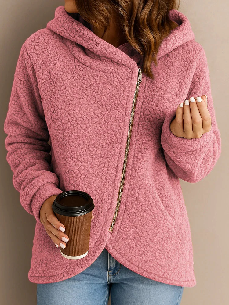 Revina - Felpa con Cappuccio Zip in Sherpa Caldo e Stiloso
