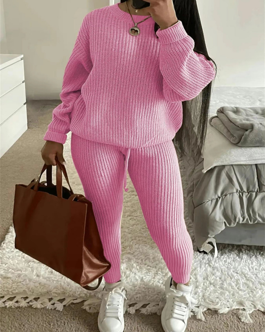 Tiannah - Completo casual caldo lavorato a maglia (maglione e pantaloni)