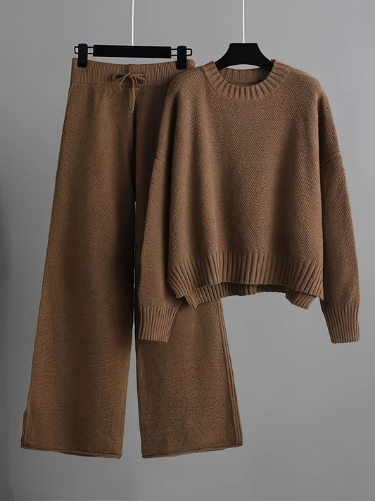 Razia - Elegante set composto da maglione ampio e pantaloni a gamba larga