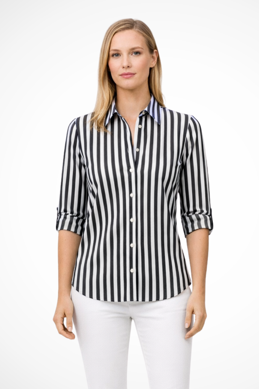Blusa da Donna a Righe con Vestibilità Slim