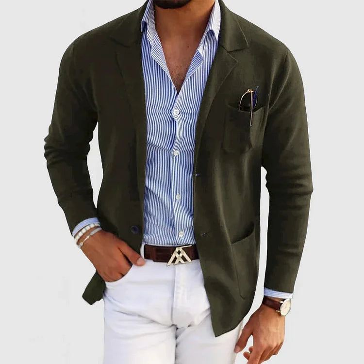 Blazer da uomo elegante con tasche casual con bottoni e colletto a revers – Nico