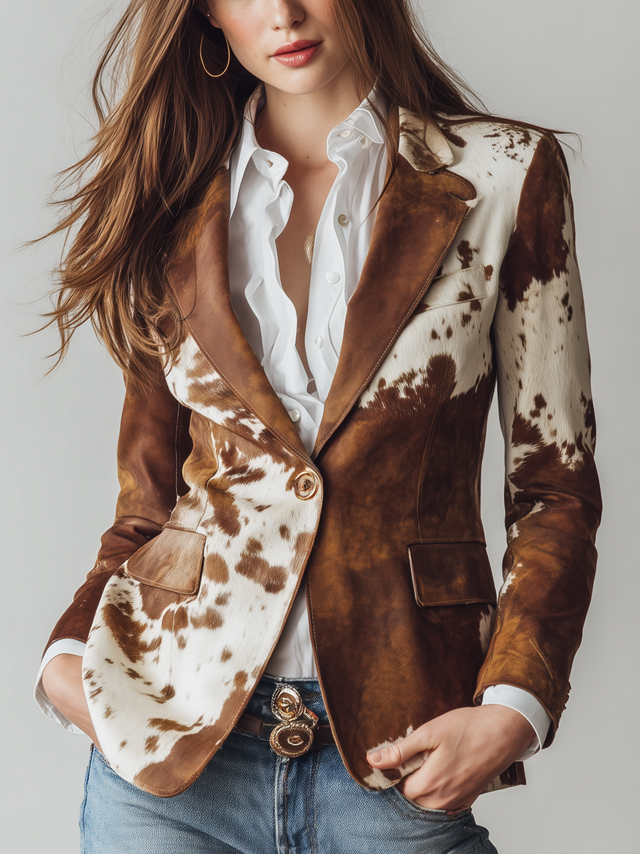 Blazer Sartoriale Elegante Stampato da Donna