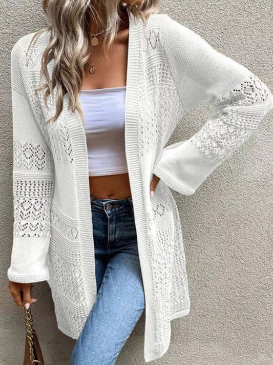 Irisha - Cardigan Casual in Maglia Traforata con Apertura Frontale