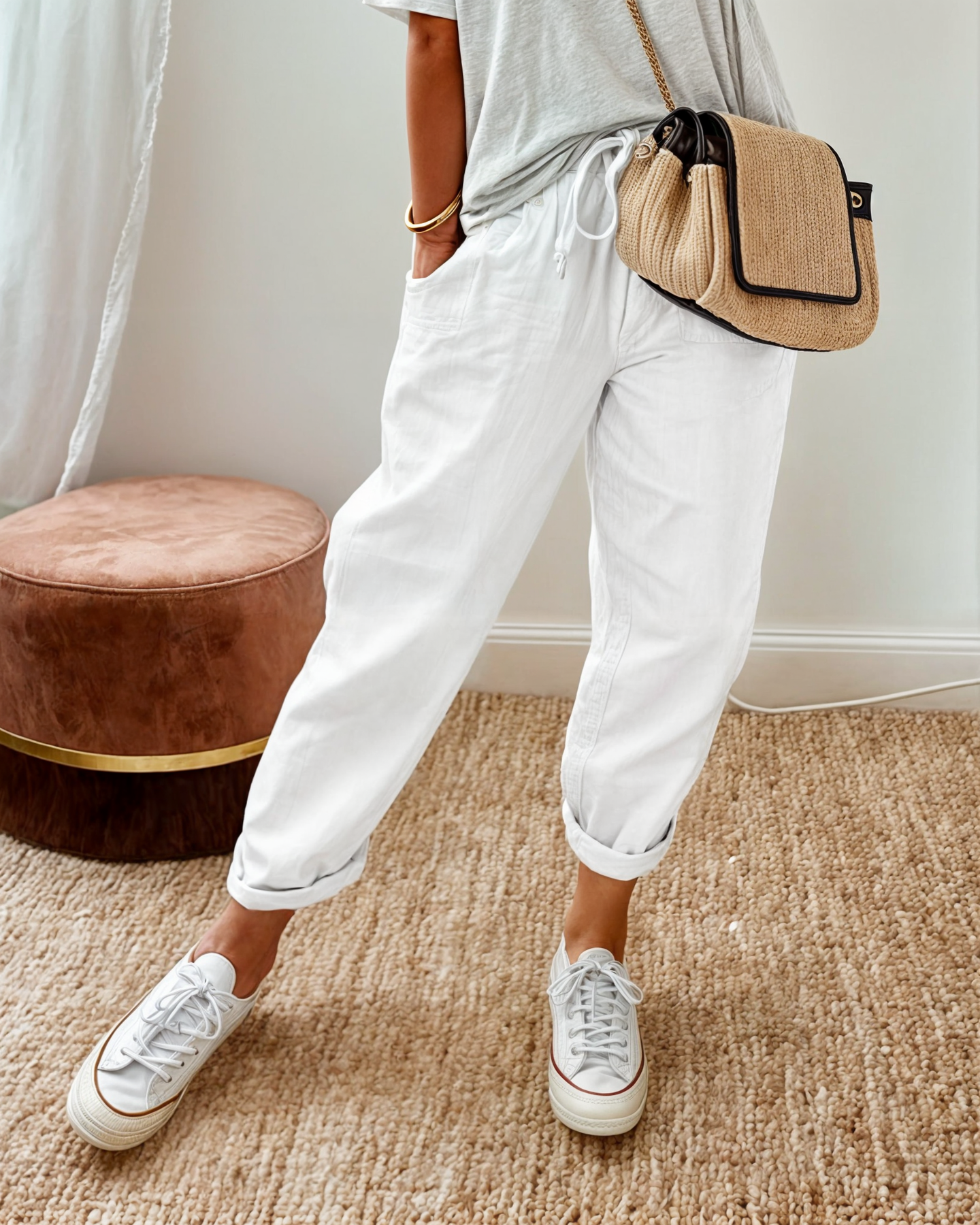 Pantaloni Donna a Gamba Ampia con Coulisse
