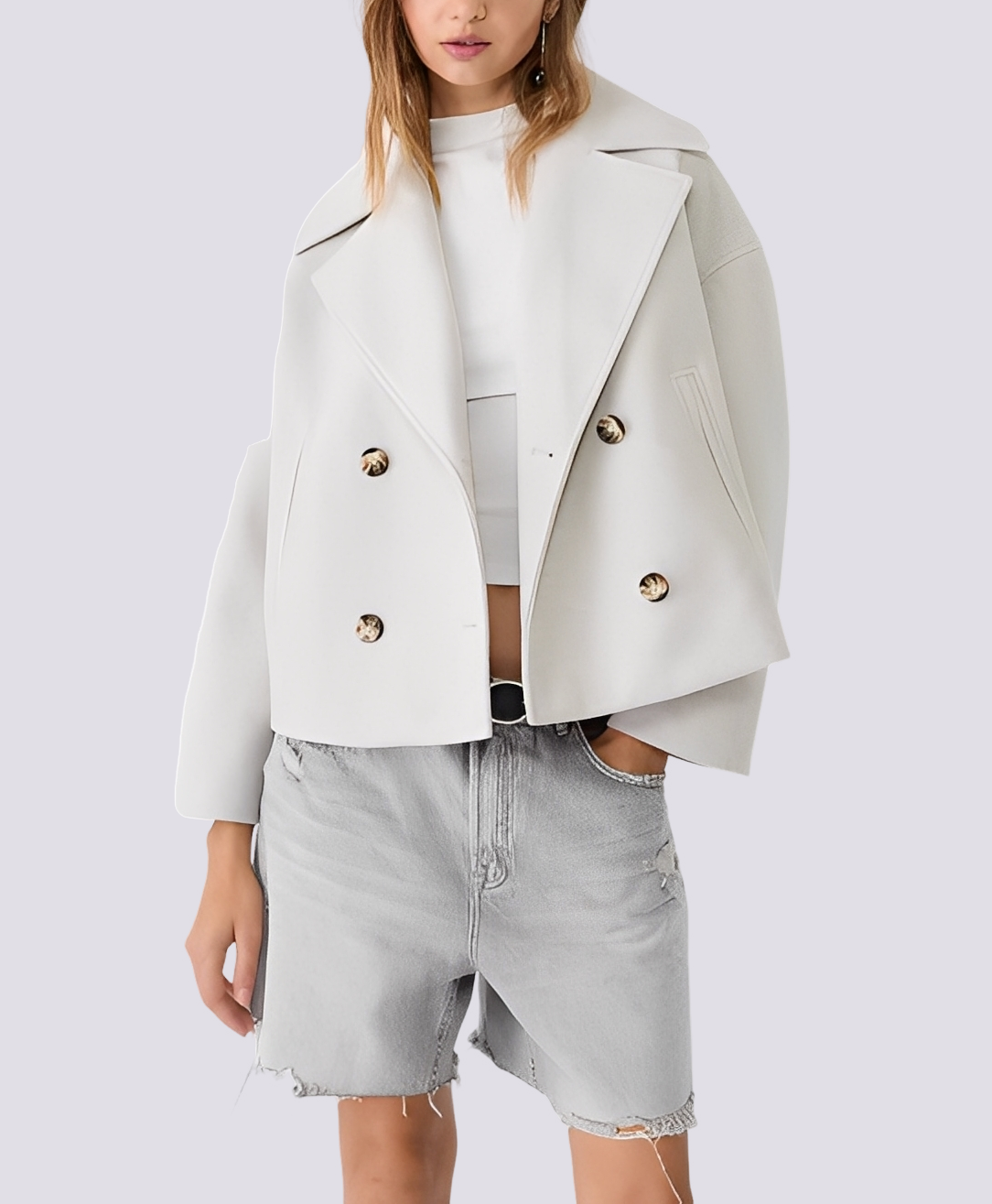Julissa - Elegante Cappotto Corto in Stile Lana a Vestibilità Ampia